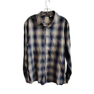ROWM Men's‎ Large Blue Plaid Button Down Long Sleeve Dress Shirt
